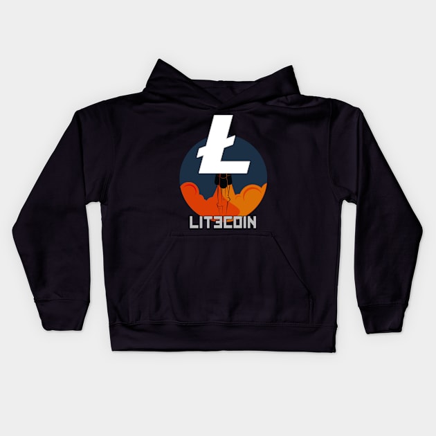 Rocket to The Moon : Litecoin Edition Kids Hoodie by CryptoTextile